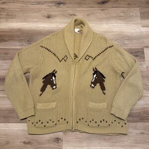 Vintage 70 Miller Horse Cowichan Fill Zip Cardigan Sweater Men’s XL